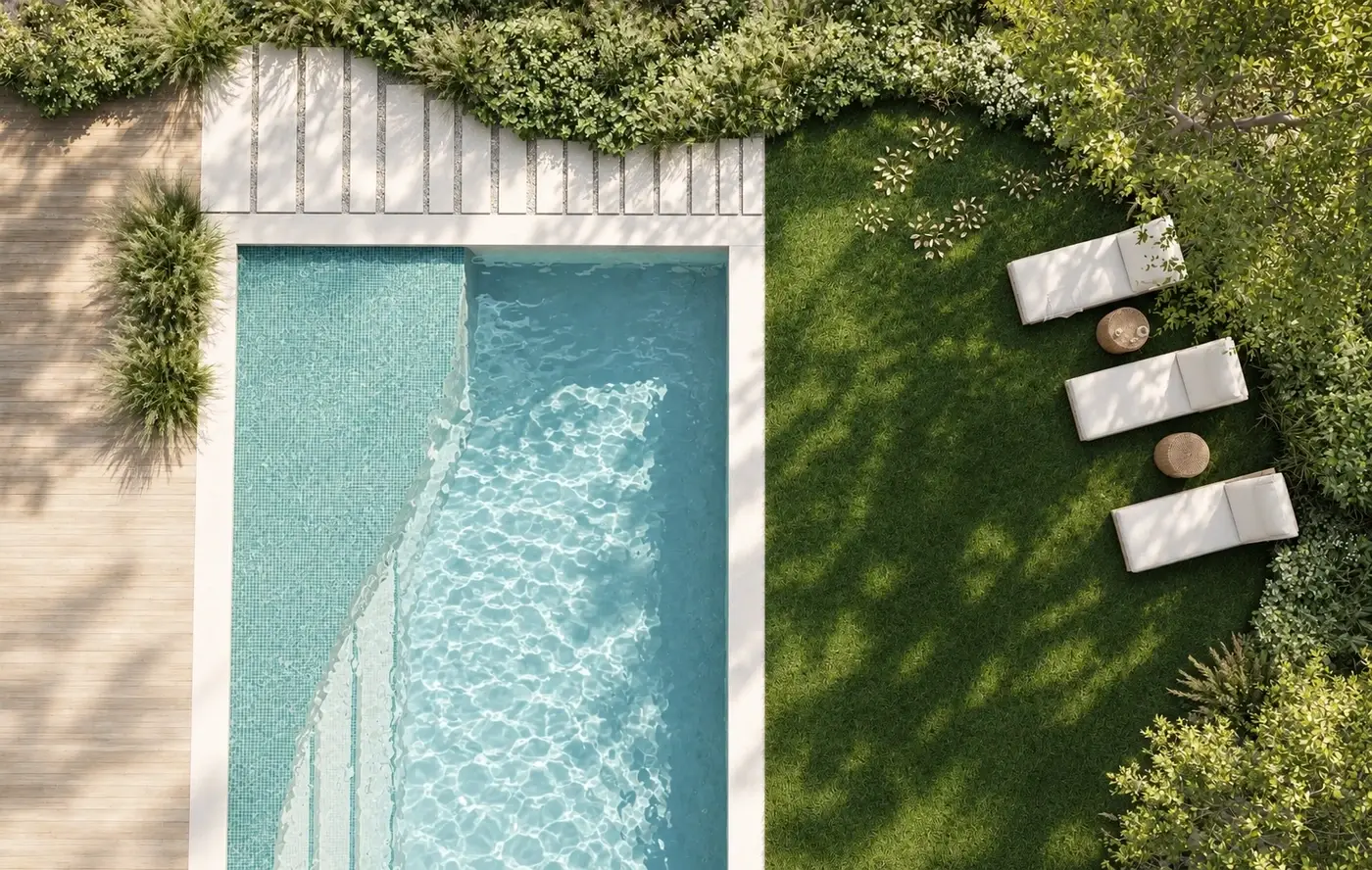 Rendering of a pool seen from above