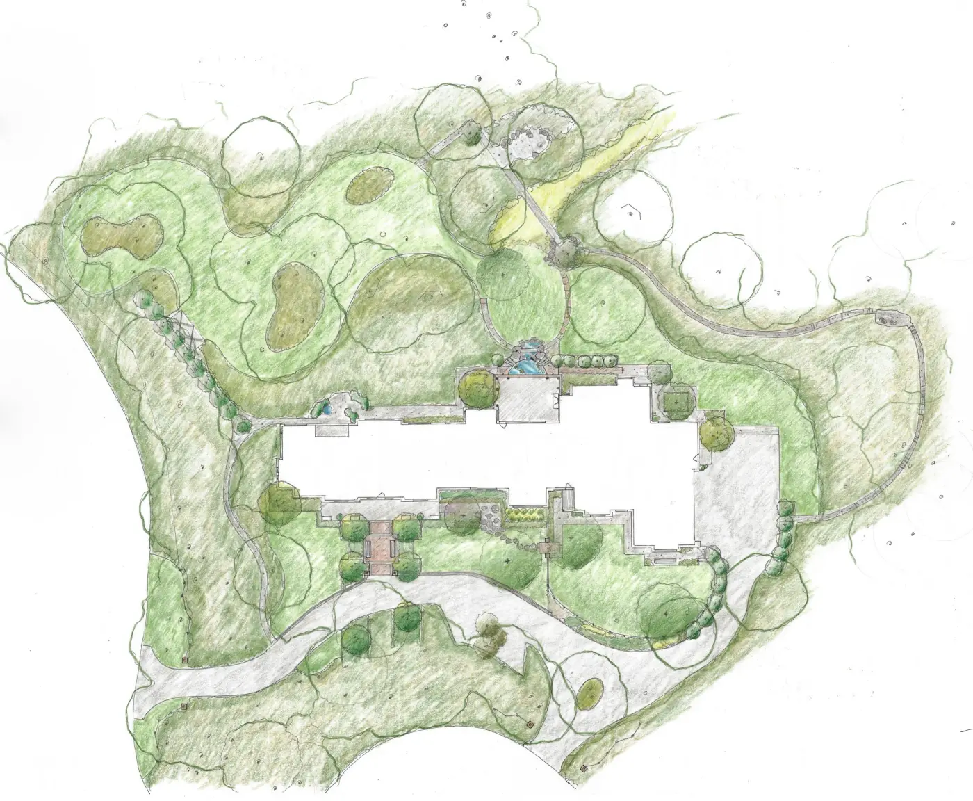 Hand-colored master plan of an estate