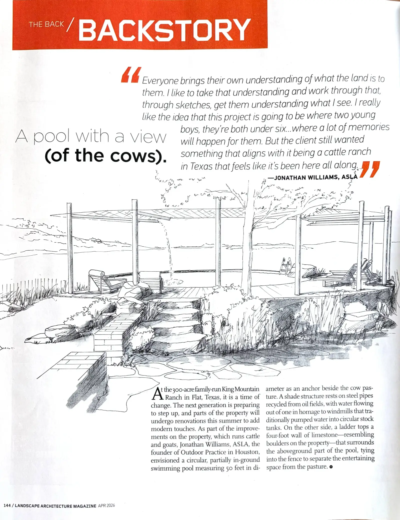 The Backstory page in Landscape Architecture Magazine